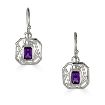 Lattice Amethyst Drop Earrings (small)