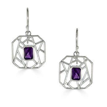 Lattice Amethyst Drop Earrings