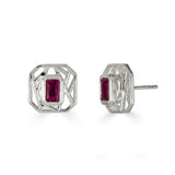 Lattice Created Ruby Stud Earrings