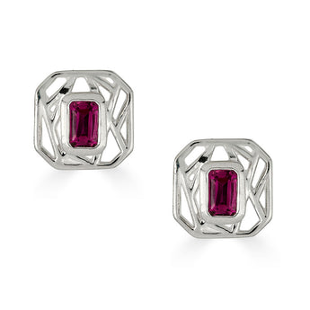 Lattice Created Ruby Stud Earrings