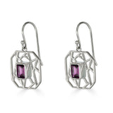 Lattice Rhodolite Garnet Drop Earrings