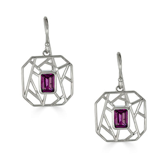 Lattice Rhodolite Garnet Drop Earrings