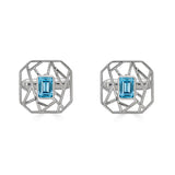 Lattice Swiss Blue Topaz Cufflinks