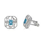 Lattice Swiss Blue Topaz Cufflinks