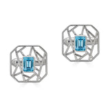 Lattice Swiss Blue Topaz Cufflinks