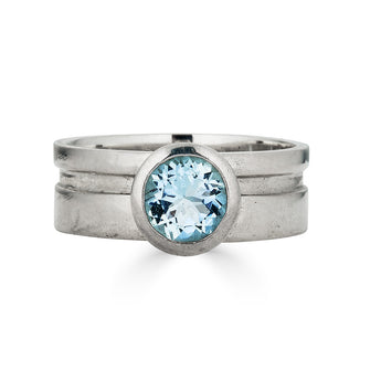 Sterling Silver Aquamarine Cut Out Ring