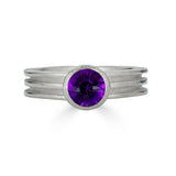 Amethyst Round Layer Ring in Sterling Silver