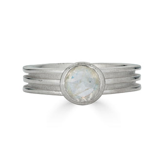 Moonstone Round Layer Ring in Sterling Silver