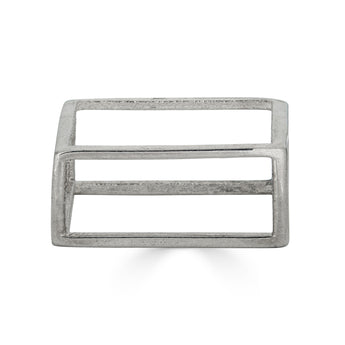 Modern Cube Silver Stacking Ring