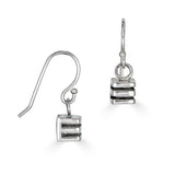 Square Layer Drop Earrings in Sterling Silver