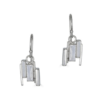 Abstract Formations Silver Drop Earrings