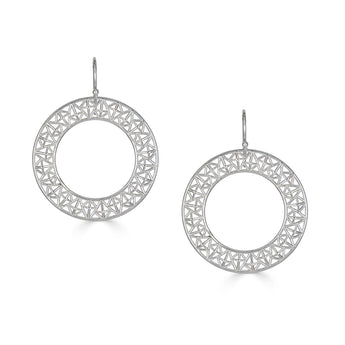 Contemporary Geometric Circle Drop Earrings, Sterling Silver