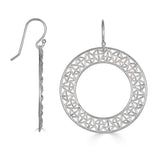 Contemporary Geometric Circle Drop Earrings, Sterling Silver