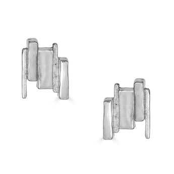 Abstract Formations Silver Studs Earrings