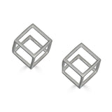 Sterling Silver Geometric Cube Earrings