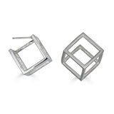 Sterling Silver Geometric Cube Earrings