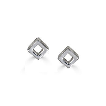 Tiny Sterling Silver Cube Earrings