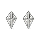 Geometric Kite Shaped Stud Earrings, Sterling Silver