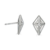 Geometric Kite Shaped Stud Earrings, Sterling Silver