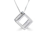 3D Cube Silver Necklace - Large