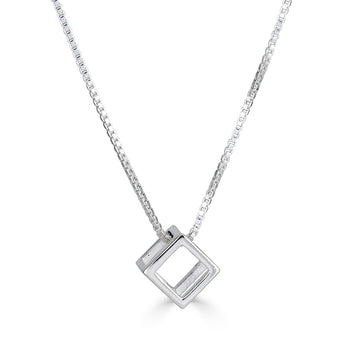 Sterling Silver Cube Necklace - Small