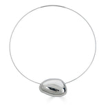 Sterling Silver Pebble Necklace with Moissanites