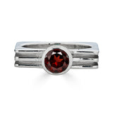 Garnet Square Layer Ring in Sterling Silver