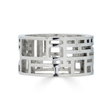 Wide Grid Ring in Sterling Silver