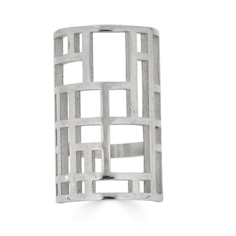 Mondrian Inspired Grid Statement Ring in Sterling Silver