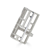 Mondrian Inspired Grid Statement Ring in Sterling Silver