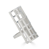 Mondrian Inspired Grid Statement Ring in Sterling Silver