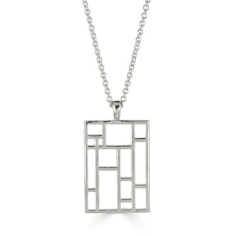 Grid Necklace - Medium Rectangle, Sterling Silver