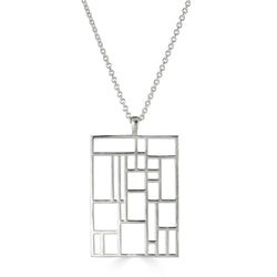 Grid Necklace - Large Rectangle, Sterling Silver