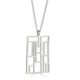 Grid Necklace - Large Rectangle, Sterling Silver