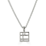 Grid Necklace - Small Square, Sterling Silver