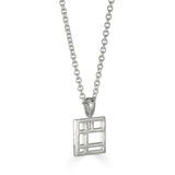 Grid Necklace - Small Square, Sterling Silver