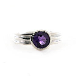 Amethyst Round Layer Ring in Sterling Silver