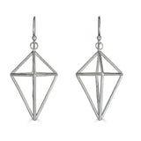 Contemporary 3D Kite Drop Earrings, Sterling Silver