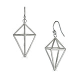 Contemporary 3D Kite Drop Earrings, Sterling Silver