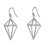 Contemporary 3D Kite Drop Earrings, Sterling Silver