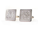 Sterling Silver Engraved Monogrammed Cufflinks | Silver Sculptor