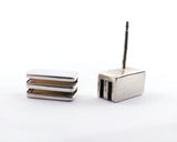 Rectangle Layer Studs in Sterling Silver | Silver Sculptor