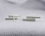 Tube Bar Studs in Sterling Silver