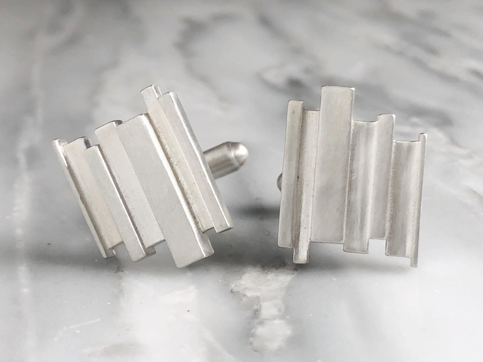 Sterling Silver Abstract Cufflinks | Silver Sculptor
