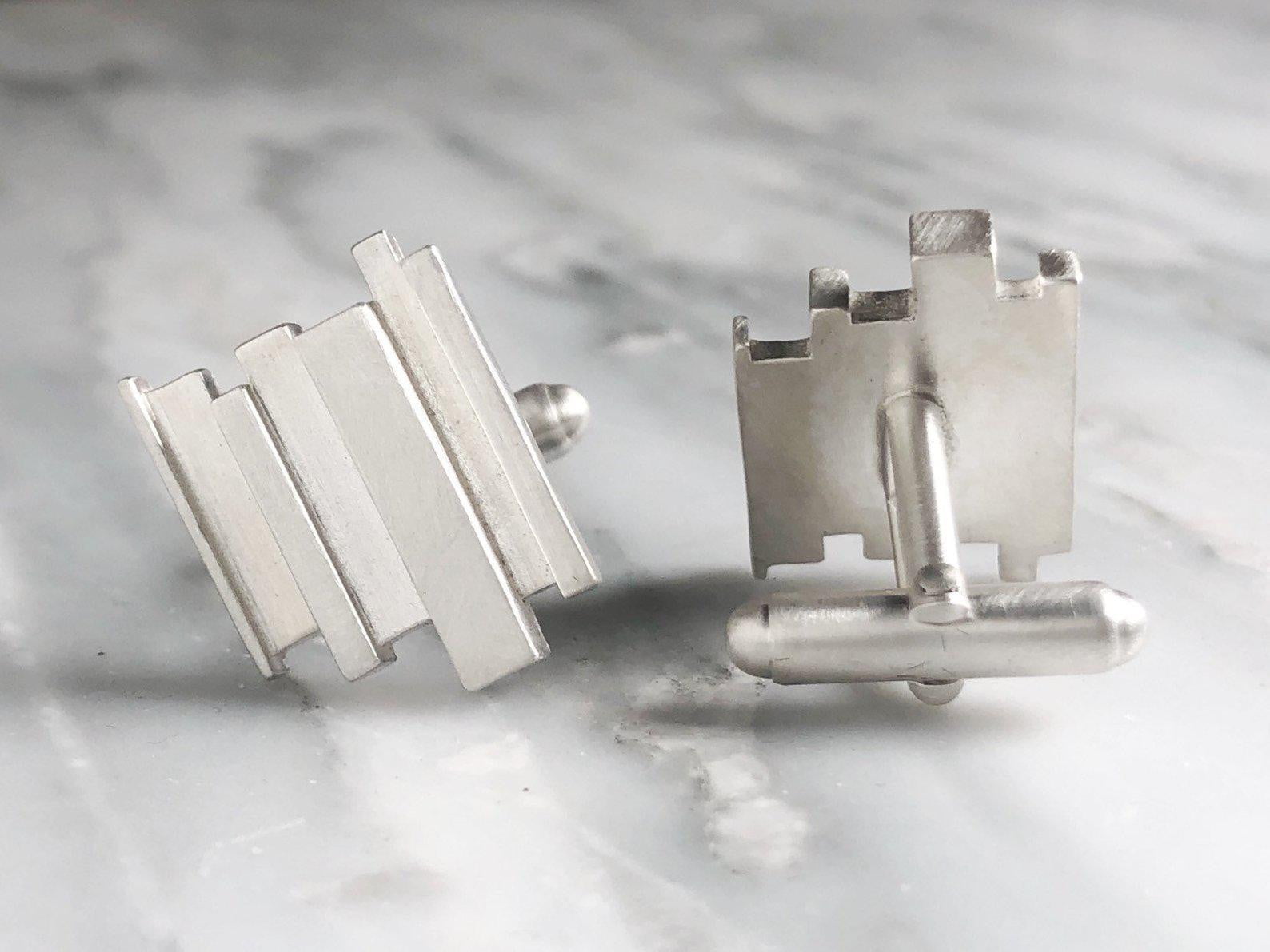 Sterling Silver Abstract Cufflinks | Silver Sculptor